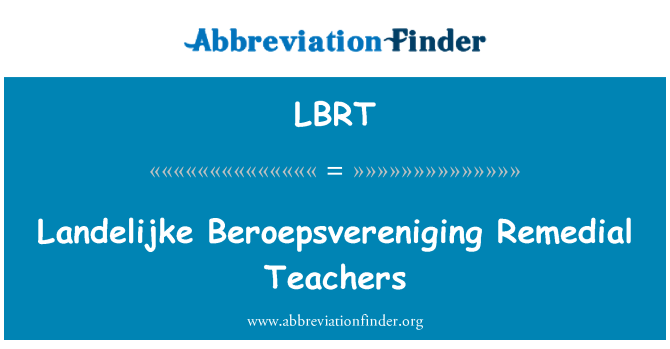 LBRT: Landelijke Beroepsvereniging iyileştirici öğretmenler