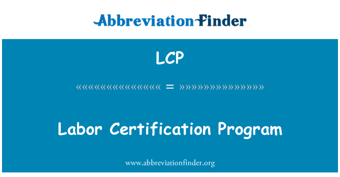 LCP: Pracovní certifikační Program