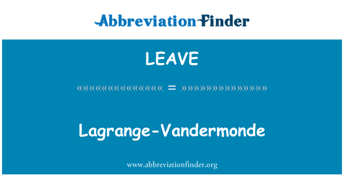 LEAVE: لاگرینج-وانڈرموندی