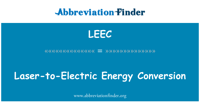 LEEC: Přeměna laserových elektrická energie
