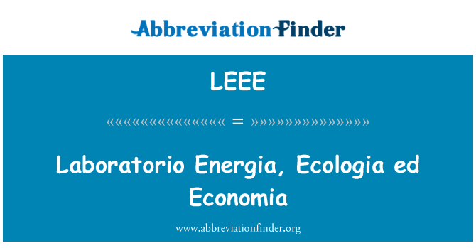 LEEE: Laboratorio Energia, Ecologia ed Economia