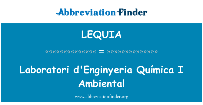 LEQUIA: D'Enginyeria Laboratori Ambiental Química I