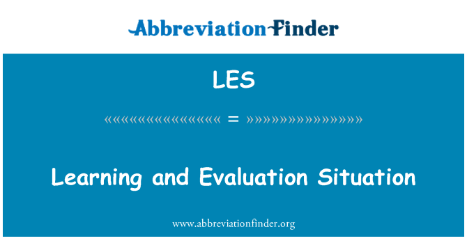 LES: Learning and Evaluation Situation