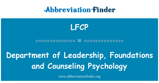 LFCP: Vedoucí oddělení, nadace a poradenská psychologie