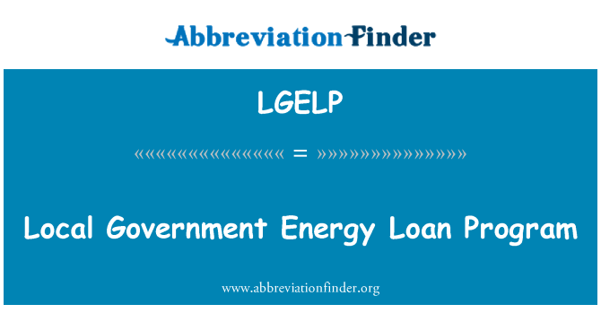 LGELP: Local Government Energy Loan Program