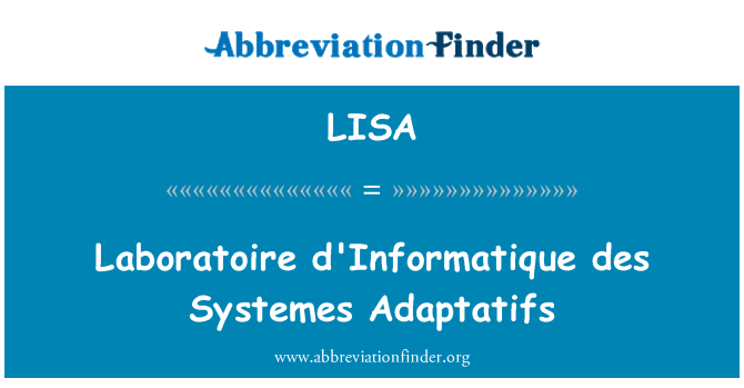 LISA: Laboratoire d'Informatique des Systemes Adaptatifs