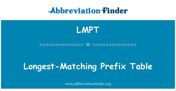 LMPT: Cea mai lungă-potrivire Prefix tabel
