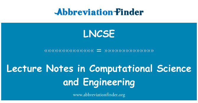 LNCSE: Lecture Notes i computervidenskab og teknik