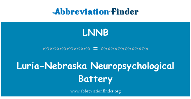 LNNB: Luria 네브라스카 Neuropsychological 배터리