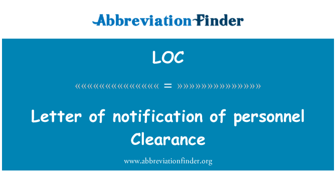 LOC: Scrisoare de notificare a personalului clearance-ul