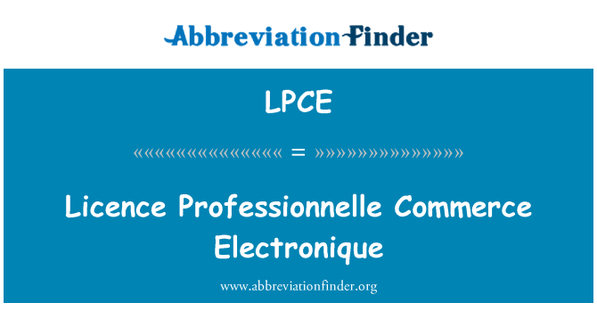 LPCE: 면허 Professionnelle 상거래 Electronique