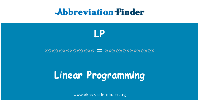 LP: Lineární programování