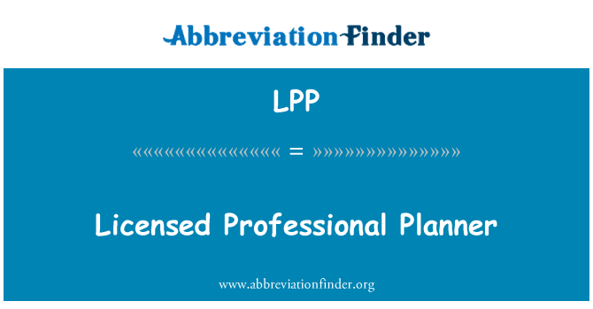 LPP: Licence Professional Planner