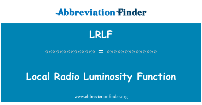 LRLF: Radio lokal Luminositas fungsi