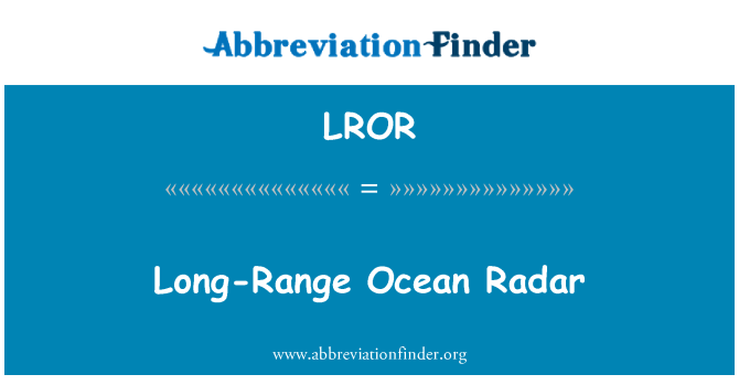 LROR: Long-Range سمندر ریڈار