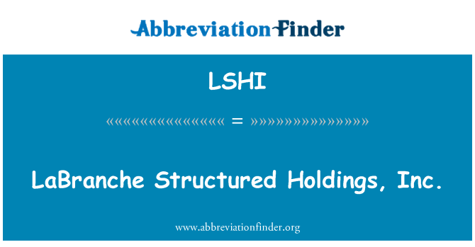 LSHI: LaBranche Structurées Holdings, Inc.