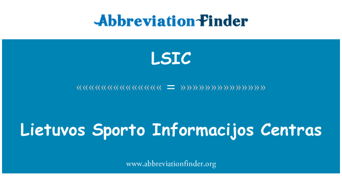 LSIC: Lietuvos Sporto Informacijos Centras