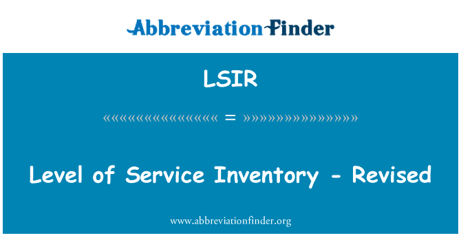 LSIR: Seviye hizmet envanteri - revize