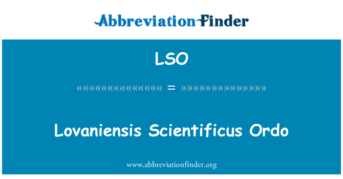 LSO: Lovaniensis Scientificus Ordo