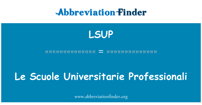LSUP: Le Scuole Universitarie Professionali