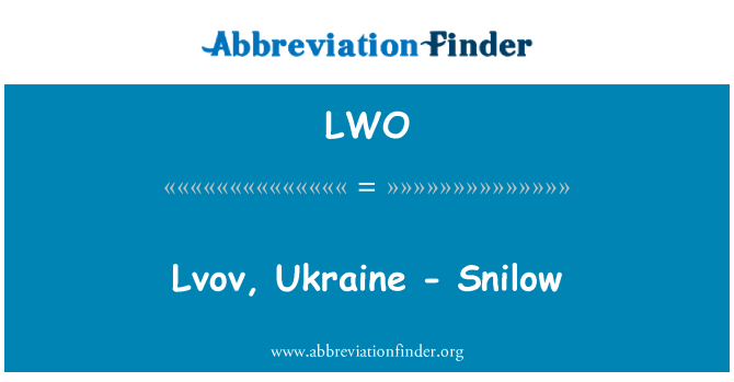 LWO: Lvov, Ukraina - Snilow