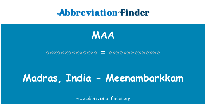 MAA: Madras, Indie - Meenambarkkam