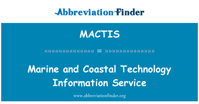 MACTIS: Marine and Coastal Technology Information Service