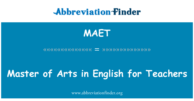 MAET: Master of Arts in inglese per gli insegnanti