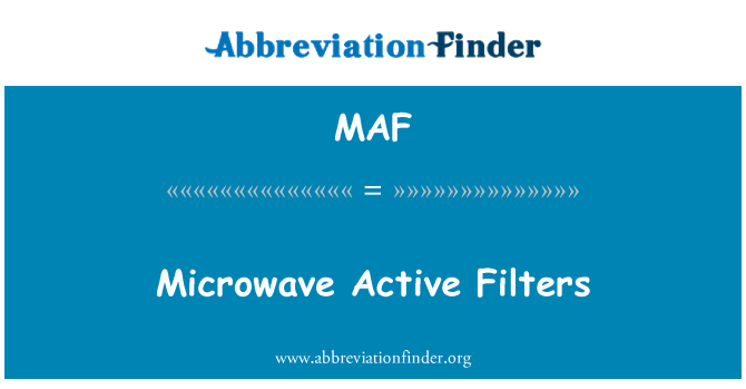 MAF: Filtres aktif à