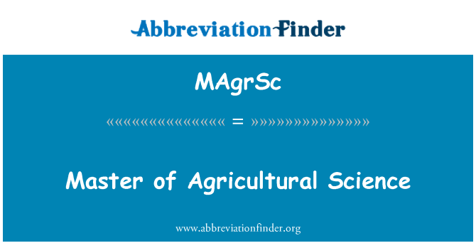 MAgrSc: Maestru de Ştiinţe agricole