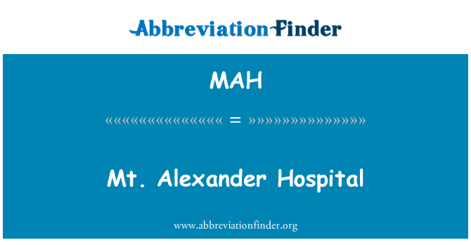 MAH: Mt. Alexander Hospital