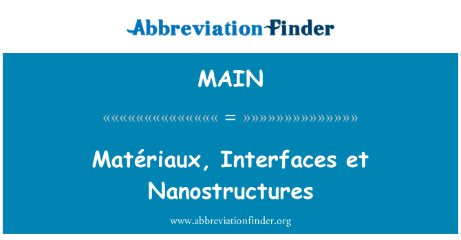 MAIN: Matériaux, ממשקים ואח Nanostructures