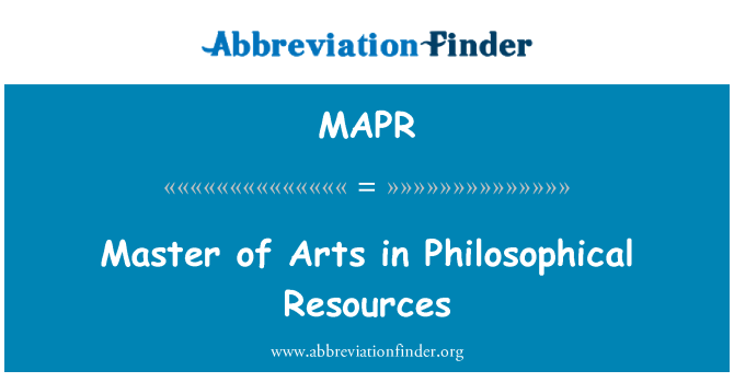 MAPR: 哲學資源文科碩士