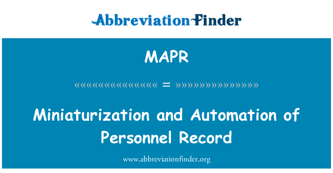 MAPR: Miniaturization Et Automatisation de dosye pèsonèl
