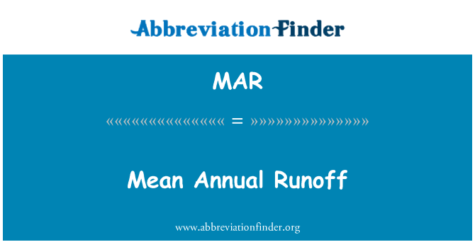 MAR: Mean Annual Runoff