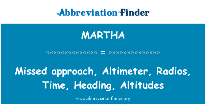 MARTHA: छूटी दृष्टिकोण, Altimeter, रेडियो, समय, शीर्षक, ऊंचाई