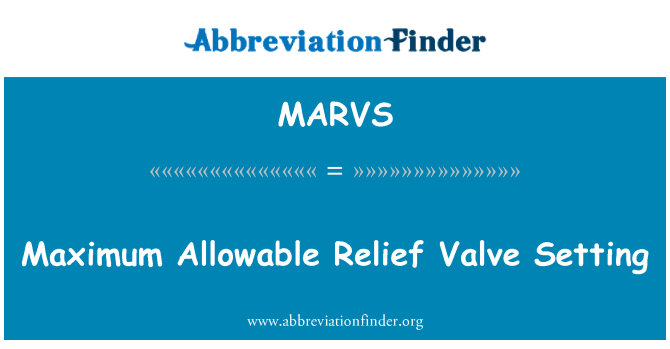 MARVS: Maximum Allowable Relief Valve Setting