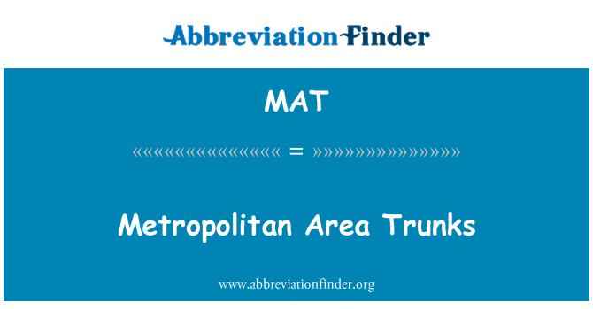 MAT: Boncyffion ardal fetropolitanaidd