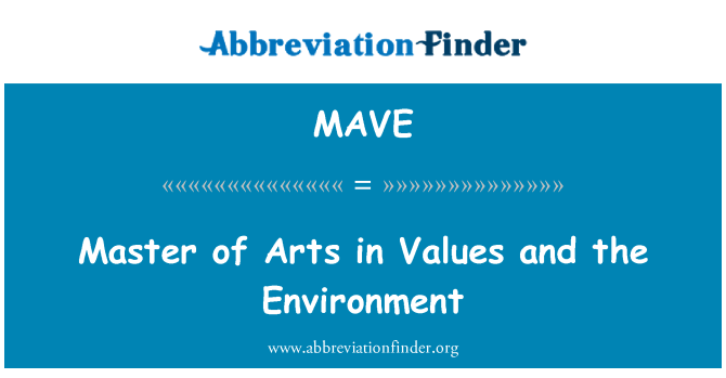 MAVE: Master of Arts in Values and the Environment