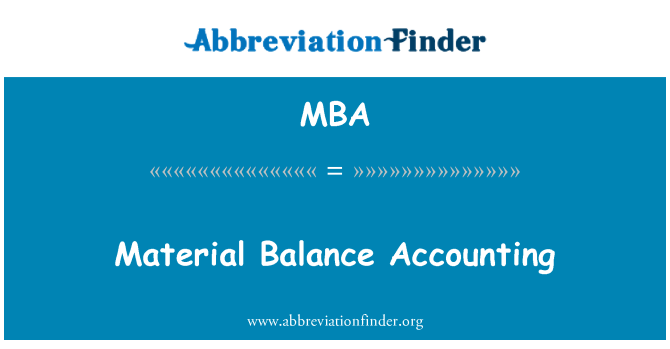 MBA: Contabilidade de balanço dos materiais