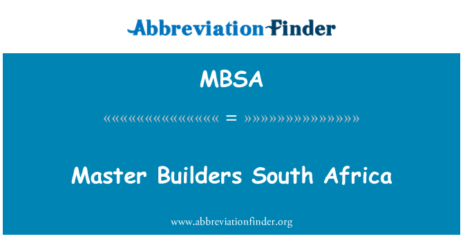 MBSA: Мастер строителей Южная Африка