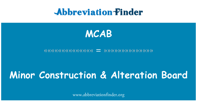 MCAB: Kleinere Bau & Veränderung Board