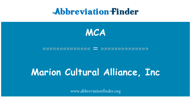 MCA: Marion budaya Alliance, Inc