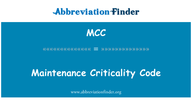 MCC: Kod Criticality penyelenggaraan