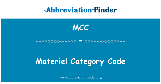 MCC: Codul de categoria materiale