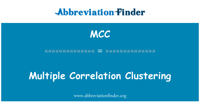 MCC: Korelasyon miltip, Clustering