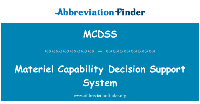 MCDSS: Materieel vermogen beslissingsondersteunend systeem