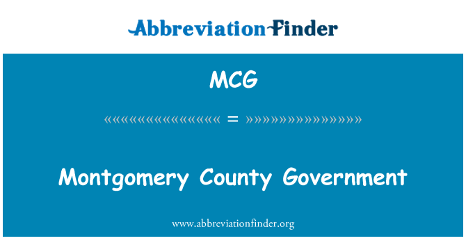 MCG: Montgomery County Government