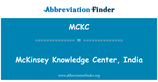 MCKC: McKinsey Knowledge Center, Indien