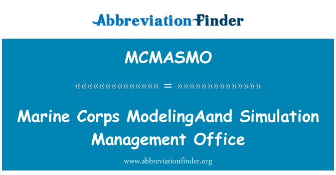 MCMASMO: Marine Corps ModelingAand simulering Management Office